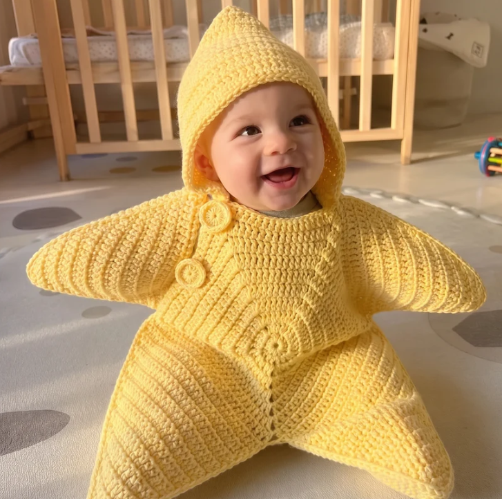 StarlitNest™   El Örgüsü Yıldız Bebek Kundak Kabanı