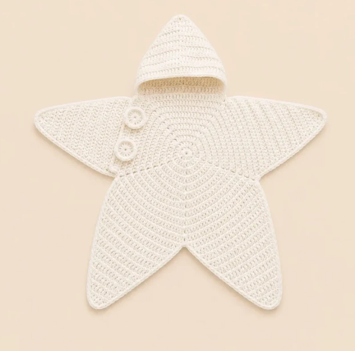 StarlitNest™   El Örgüsü Yıldız Bebek Kundak Kabanı