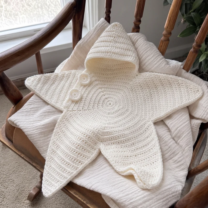StarlitNest™   El Örgüsü Yıldız Bebek Kundak Kabanı