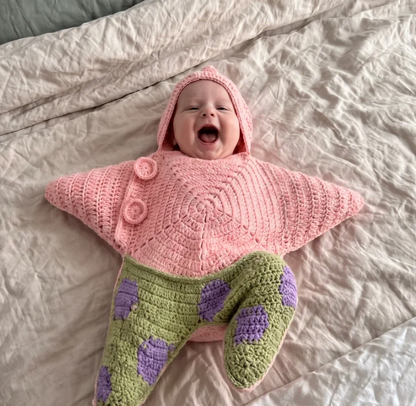 StarlitNest™   El Örgüsü Yıldız Bebek Kundak Kabanı